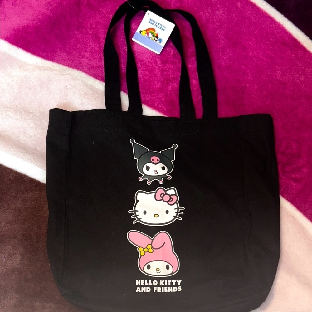 Sanrio Hello Kitty Black Tote Bag with My melody Kuromi
